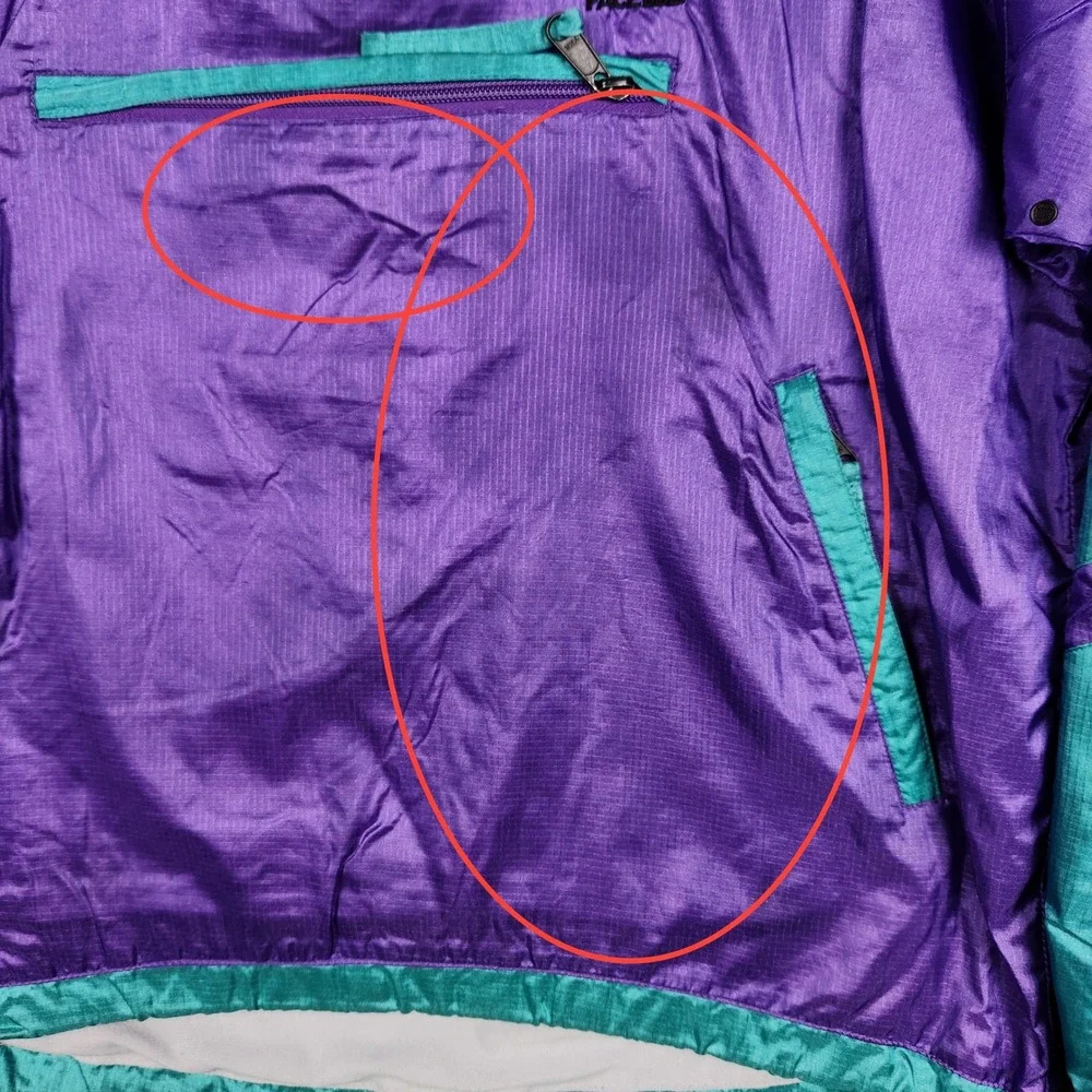 Vintage The North Face Anorak Pullover Mens Large Purple Teal 90s Windbreaker